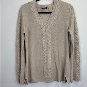 Verve Ami Beige Cable Knit Sweater/ Size large